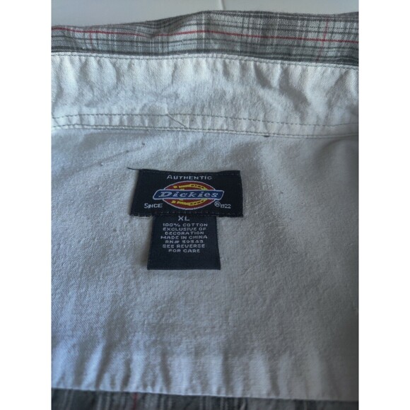Authentic Dickies Mens Plaid Button Up Short‎ Sleeve Shirt Cotton Gray Size XL - Picture 5 of 11